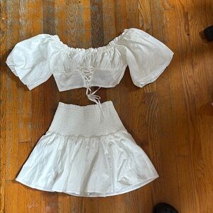 White Off-Shoulder Skirt Set